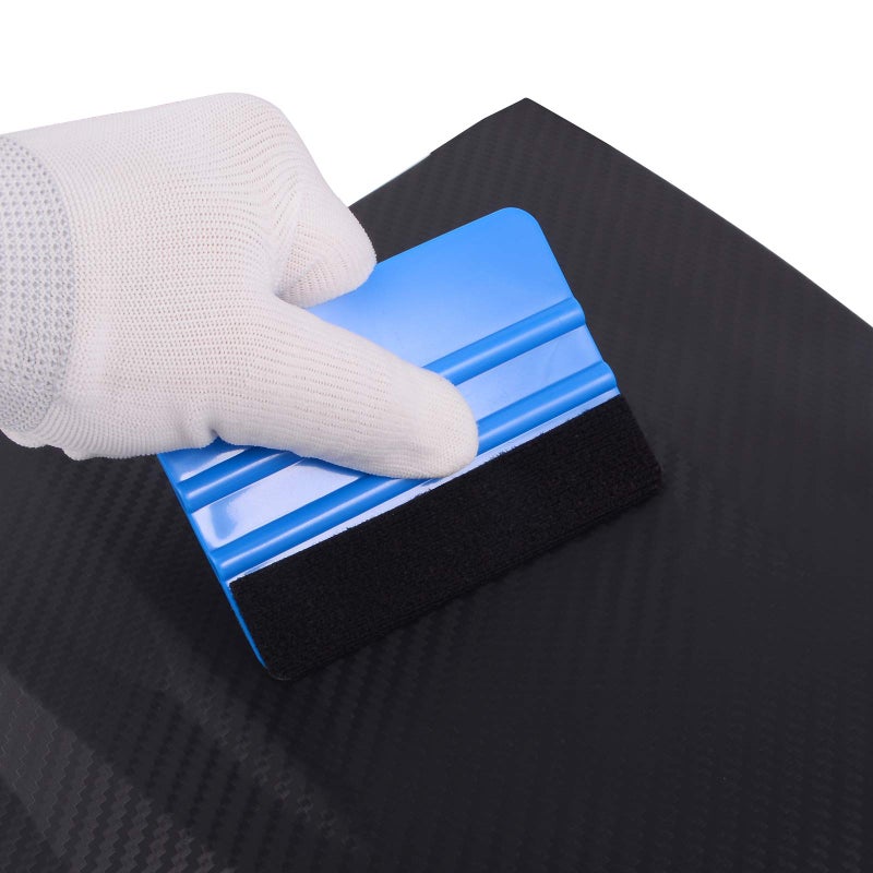 EHDIS 10pcs Vinyl Squeegee 4 Inch Car Vinyl Scraper Decal Applicator Window Tint Wallpaper Smoothing Tool with Black Fabric Felt Edge-Blue - Image 3